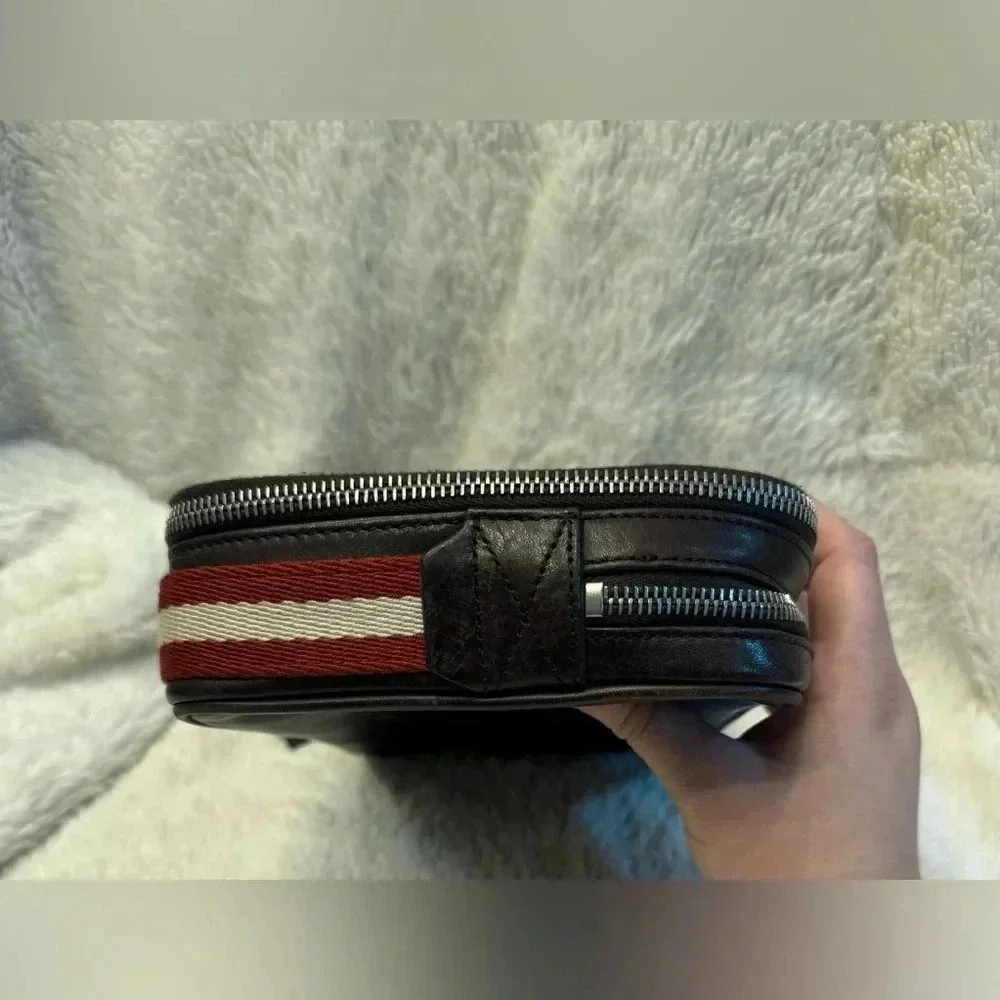 Bally Unisex Leather Pouch in Dark Brown
